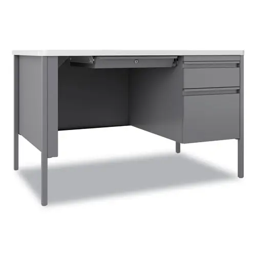 Hirsh Industries® Teachers Pedestal Desk with Right-Hand Box/File Pedestal, 48" x 30" x 29.5", White/Platinum