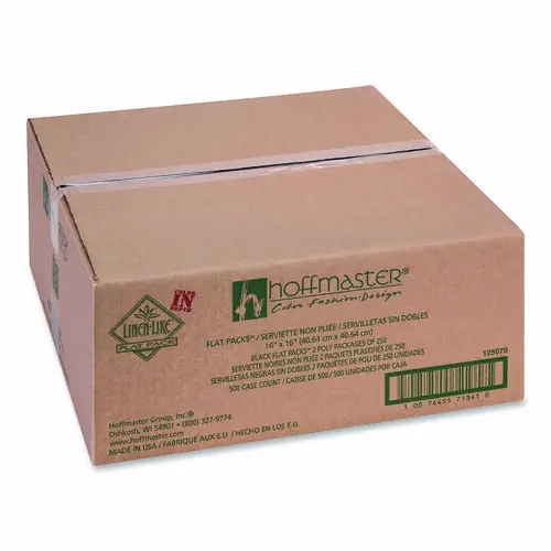 Hoffmaster® Airlaid Flat Pack Napkins, 16 x 16, Black, 500/Carton - Non-Stock Item - Extended Delivery Time