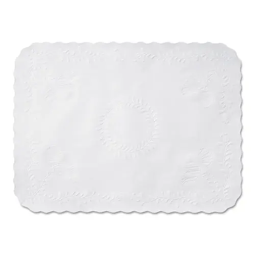 Hoffmaster® Anniversary Embossed Scalloped Edge Tray Mat, 14 x 19, White, 1,000/Carton