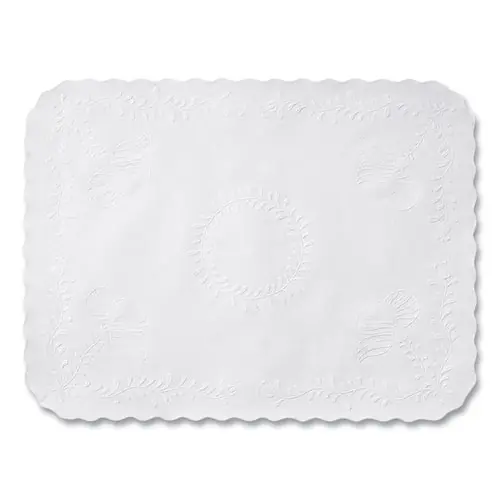 Hoffmaster® Anniversary Embossed Scalloped Edge Traymat, White, 14" x 19", 2000/Carton