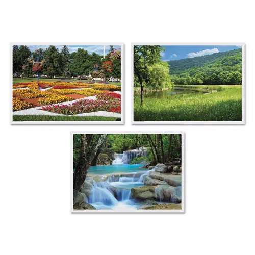 Hoffmaster® Summer Multi-Pack Placemats, 10 x 14, Three Different Scenes, 1,000/Carton