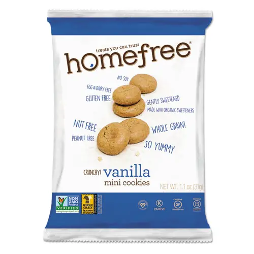 Homefree® Gluten Free Vanilla Mini Cookies, 1.1 oz Pack, 30/Carton
