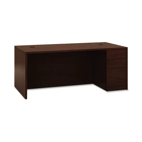 HON® 10500 Series "L" Workstation Right Pedestal Desk with Full-Height Pedestal, Mahogany