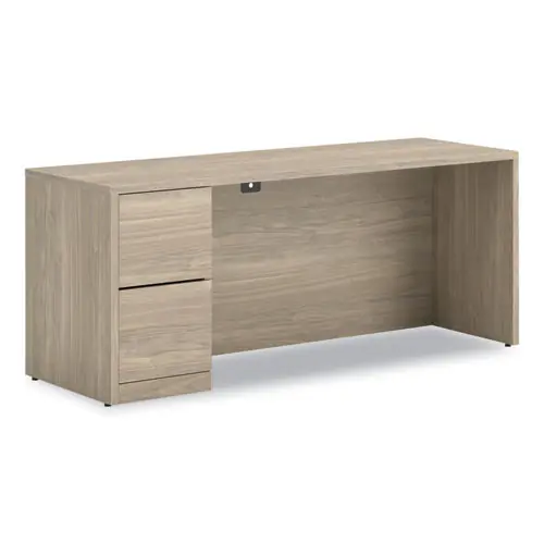 HON® 10500 Series Full-Height Left Pedestal Credenza, Kingswood Walnut, 72"W x 24"D x 29.5"H
