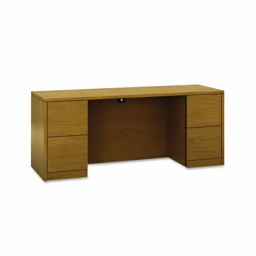 HON® 10500 Series Kneespace Credenza with Full-Height Pedestals, Harvest, 72"W x 24"D x 29.5"H