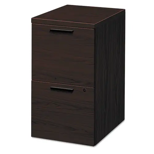 HON® 10500 Series Mobile Pedestal File, Left or Right, 2 Legal/Letter-Size File Drawers, Mahogany