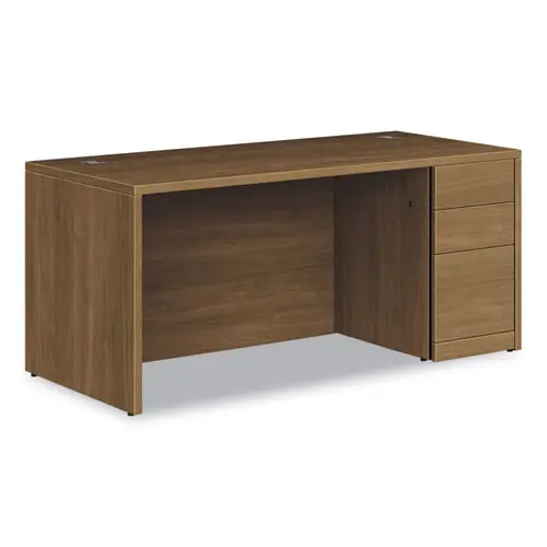 HON® 10500 Series Single Pedestal Desk, Right Pedestal: Box/Box/File, Pinnacle Finish, 66"W x 30"D x 29.5"H