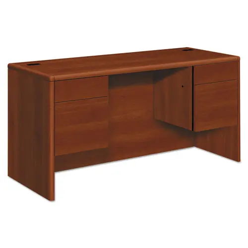 HON® 10700 Kneespace Credenza, 3/4 Height Pedestals, Cognac
