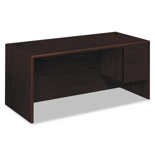 HON® 10700 Series "L" Workstation Desk with Three-Quarter Height Pedestal, Right, 66" x 30" x 29.5", Mahogany