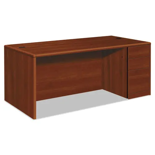 HON® 10700 Series Single Pedestal Desk with Full-Height Right Pedestal, Cognac, 72"W x 36"D x 29.5"H