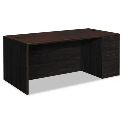 HON® 10700 Series Single Pedestal Desk with Full-Height Pedestal on Right, Mahogany, 72" x 36" x 29.5"