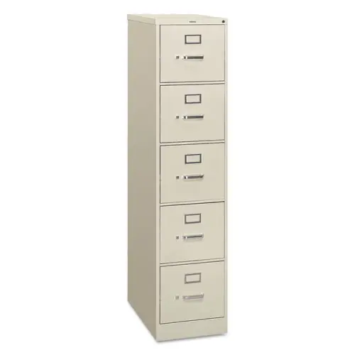 HON® 310 Series Vertical File, 5 Drawer, Light Gray, Letter-Size, 15"W x 26.5"D x 60"H