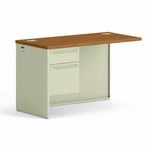 HON® 38000 Series Flush Return, Left, 48w x 24d x 29.5h, Harvest/Putty