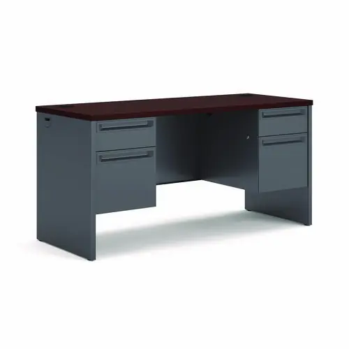 HON® 38000 Series Kneespace Credenza, Mahogany/Charcoal, 60"W x 24"D x 29.5"H