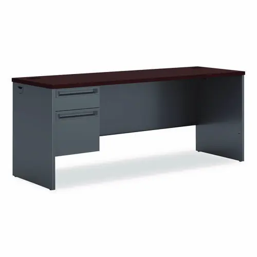 HON® 38000 Series Left Pedestal Credenza, Mahogany/Charcoal