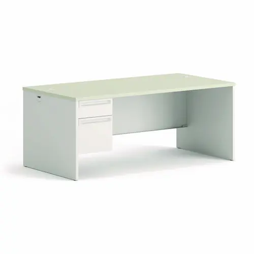 HON® 38000 Series Left Pedestal Desk, 72" x 36" x 30", Light Gray/Silver