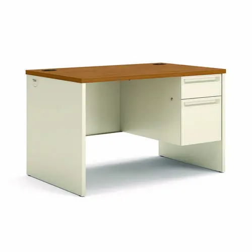 HON® 38000 Series Right Pedestal Desk, Harvest/Putty, 48"W x 30"D x 29.5"H
