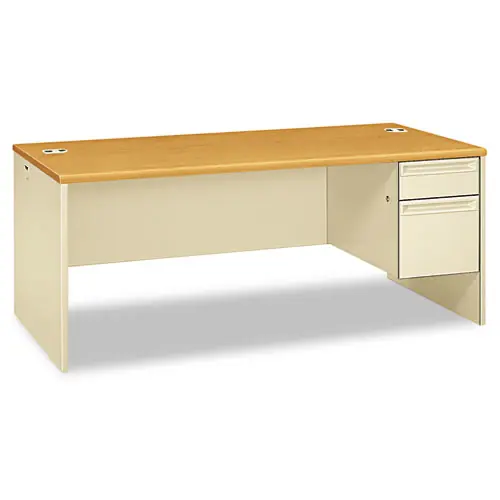 HON® 38000 Series Right Pedestal Desk, Harvest/Putty, 72"W x 36"D x 29.5"H