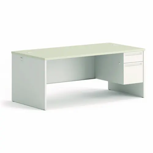 HON® 38000 Series Right Pedestal Desk, Light Gray/Silver, 72"W x 36"D x 30"H