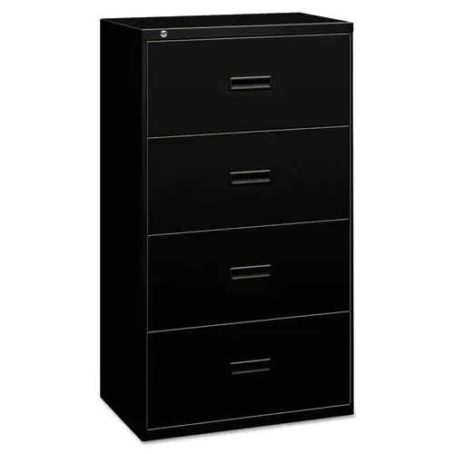 HON® 400 Series Lateral File, 4 Legal/Letter-Size File Drawers, Black