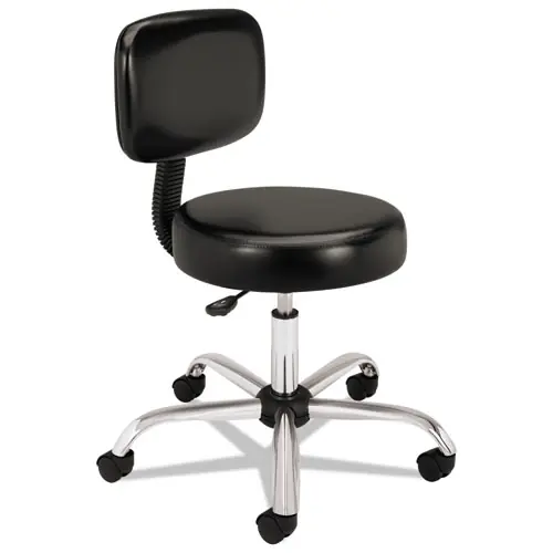 HON® Adjustable Task/Lab Stool, Supports Up to 250 lb, 17.25" to 22" Seat Height, Black Seat/Back, Steel Base