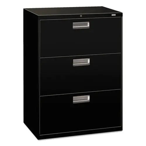 HON® Brigade 600 Series Lateral File, 3-Drawer, Black, 30" x 18" x 39.13"