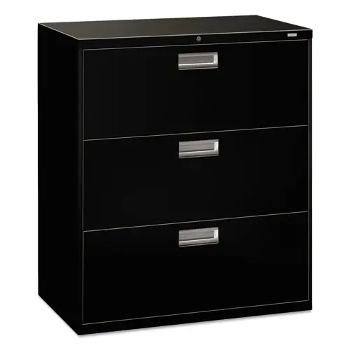 HON® Brigade 600 Series Lateral File, 3-Drawer, Legal/Letter-Size, Black, 36"W x 18"D x 39.13"H
