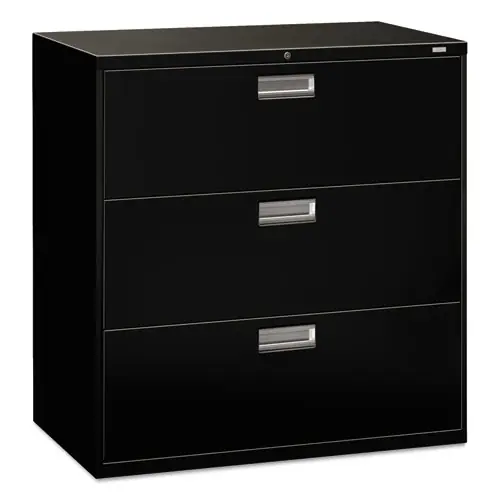 HON® Brigade 600 Series Lateral File, 3-Drawer, Black, 42"W x 18"D x 39.13"H