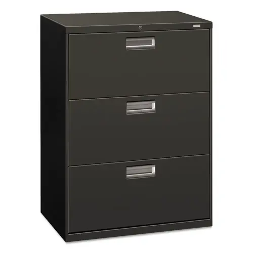 HON® Brigade 600 Series Lateral File, Charcoal, 30"W x 18"D x 39.13"H, 3-Drawer