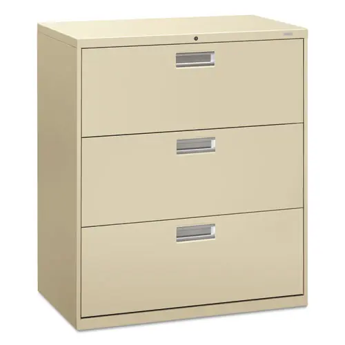 HON® Brigade 600 Series Lateral File with 3 Legal/Letter-Size Drawers, Putty