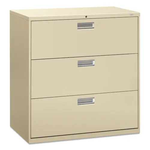 HON® Brigade 600 Series Lateral File - 3-Drawer, Legal/Letter-Size, Putty, 42"W x 18"D x 39.13"H