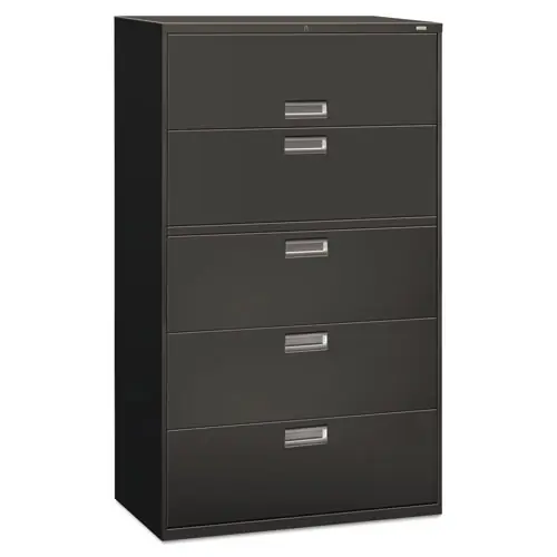 HON® Brigade 600 Series Lateral File, 4 Legal/Letter-Size File Drawers with Roll-Out Shelf, Charcoal