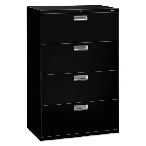 HON® Brigade 600 Series Lateral File, 4 Legal/Letter-Size File Drawers, Black