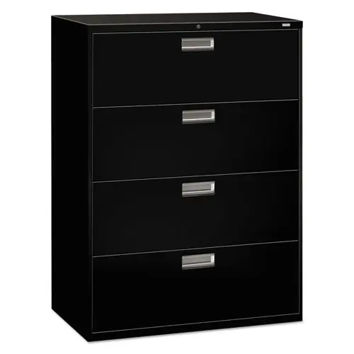 HON® Brigade 600 Series Lateral File, 4 Legal/Letter-Size File Drawers, Black