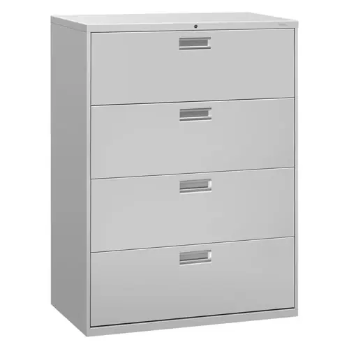 HON® Brigade 600 Series 4-Drawer Lateral File Cabinet, Light Gray, 42"W x 18"D x 52.5"H