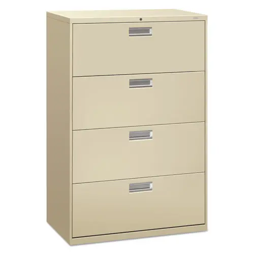 HON® Brigade 600 Series Lateral File, 4 Legal/Letter-Size File Drawers, Putty