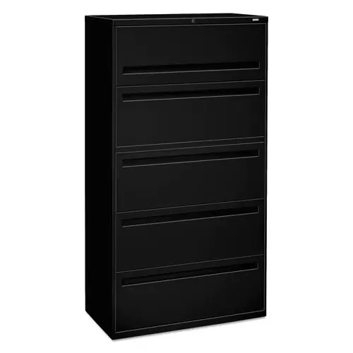 HON® Brigade 700 Series Lateral File, 4 Legal/Letter-Size File Drawers, 1 File Shelf, 1 Post Shelf, Black, 36" x 18" x 64.25"