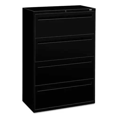 HON® Brigade 700 Series Lateral File, 4 Legal/Letter-Size File Drawers, Black, 36"W x 18"D x 52.5"H