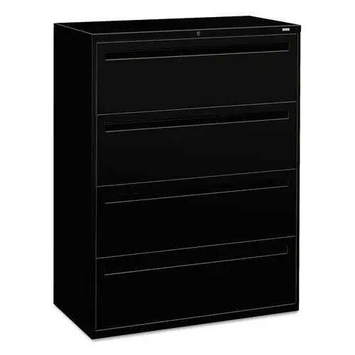 HON® Brigade 700 Series Lateral File, 4-Drawer, Black, 42"W x 18"D x 52.5"H