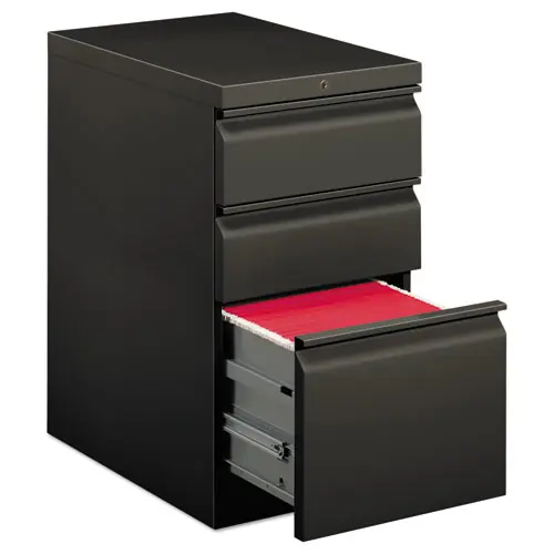 HON® Brigade Mobile Pedestal with Pencil Tray Insert, 3-Drawer Box/Box/File, Letter Size, Charcoal