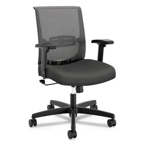 HON® Convergence Mid-Back Task Chair, Swivel-Tilt, Supports Up to 275 lb, 16.5" to 21" Seat Height, Iron Ore Seat, Black Back/Base