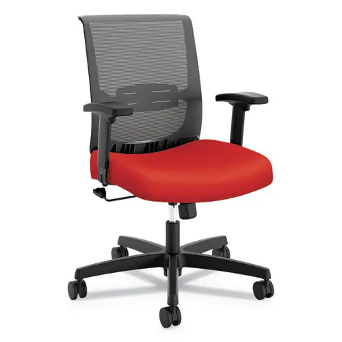 HON® Convergence Mid-Back Task Chair, Swivel-Tilt, 275 lb Capacity, 16.5" - 21" Seat Height, Red Seat with Black Back and Base
