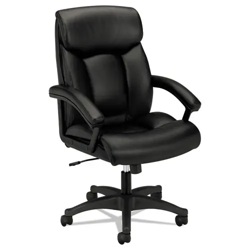 HON® HVL151 Executive High-Back Leather Chair, Black, Supports Up to 250 lb, Adjustable Seat Height 17.75" - 21.5"