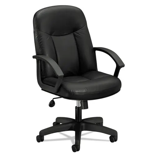 HON® HVL601 Series Executive High-Back Leather Chair, Black, 17.44" - 20.94" Seat Height, Supports Up to 250 lb