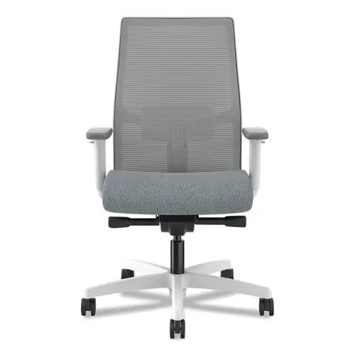 HON® Ignition 2.0 4-Way Stretch Mid-Back Mesh Task Chair, Basalt Seat, Fog Back, Designer White Base
