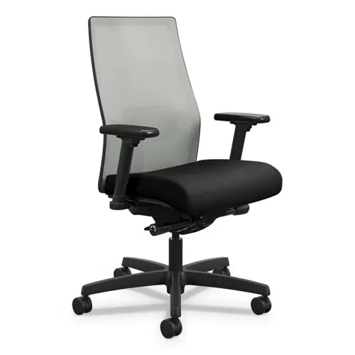 HON® Ignition 2.0 4-Way Stretch Mid-Back Mesh Task Chair, Adjustable Lumbar Support, Black Seat, Fog Back, Black Base