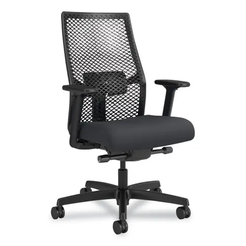 HON® Ignition 2.0 ReActiv Mid-Back Task Chair, Basalt Vinyl Seat, Charcoal Back, Black Base