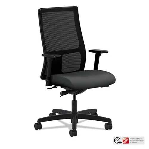 HON® Ignition Series Mesh Mid-Back Work Chair, Supports Up to 300 lb, Iron Ore Seat, Black Back/Base