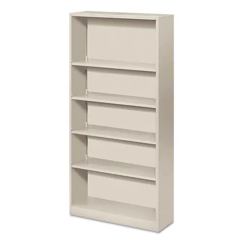 HON® Metal Bookcase, Five-Shelf, 34.5w x 12.63d x 71h, Light Gray