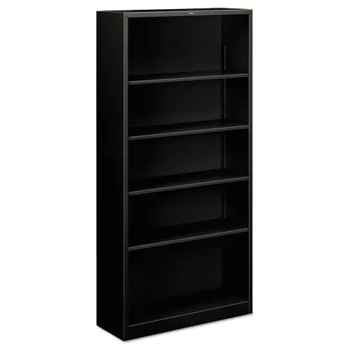 HON® Metal Bookcase, Five-Shelf, 34.5"W x 12.63"D x 71"H, Black